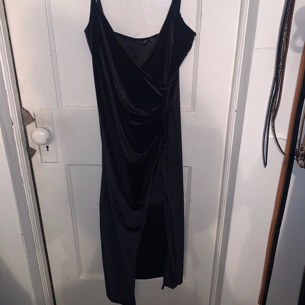 Velvet Wrap Midi Dress